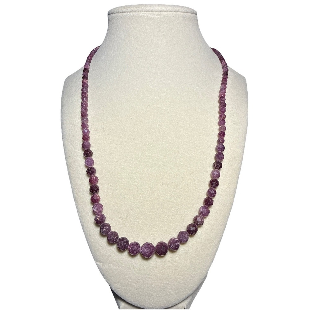 Jay King Raspberry Sapphire Graduate Sterling Silver Faceted Bead Necklace J14-2